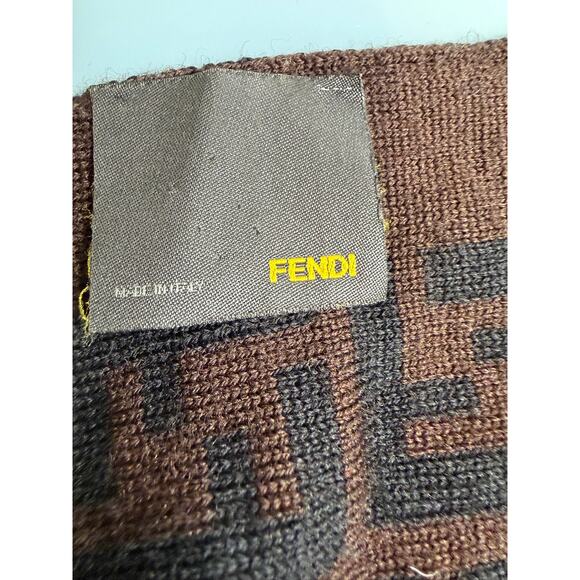 Fendi Zucca Wool Scarf in Brown - Picture 5 of 5